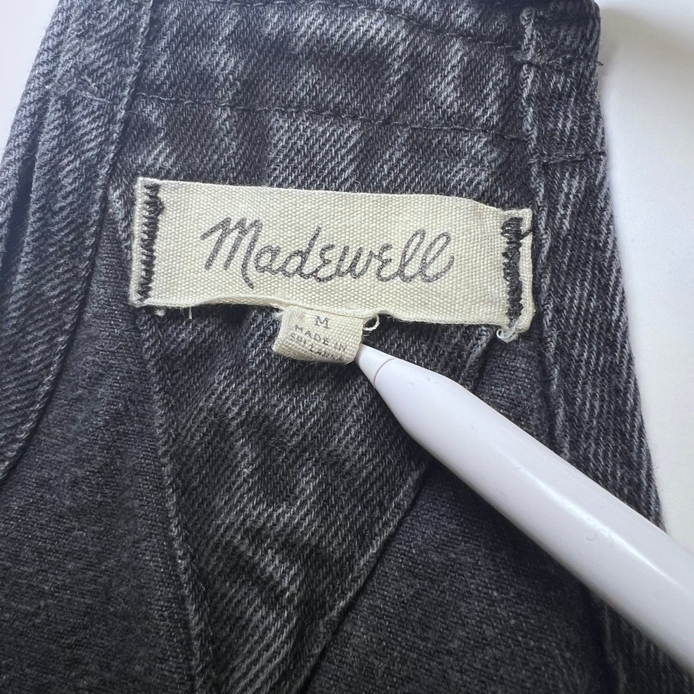 Madewell Adirondack Short Overalls Washed Black Denim Size Medium Bib Shortalls - Picture 3 of 12